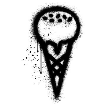 Ice cream in graffiti style with black spray paint.