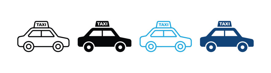 Taxi Icon Set for Cab Service, Urban Transportation and Ride Booking .Vector Illustration ©  Abida Ansary