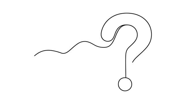 Single continuous line question mark icon with curled minimalist doodle design