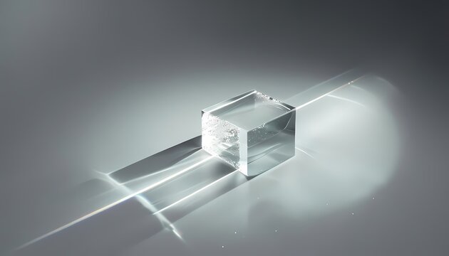 Advanced technology background with clear polished glass bar and precise light diffraction
