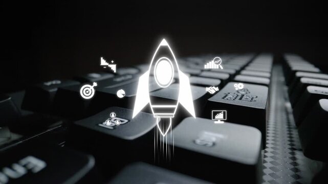 Startup launch and business growth concept, rocket symbolism, entrepreneurship, startup innovation, and early-stage success strategies for new business development and expansion. Muxer