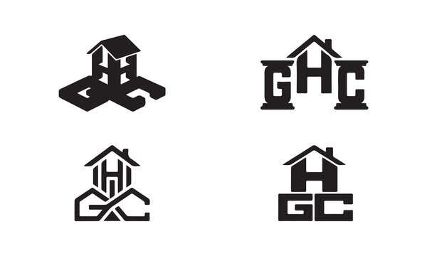 Real estate GCH letter monogram logo set vector illustration isolated on white.