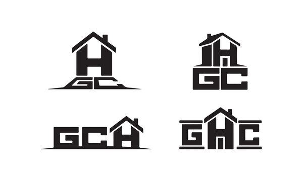 Real estate GCH letter monogram logo set vector illustration isolated on white.