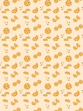 Biscuit seamless pattern. Sweet cookies seamless pattern. Biscuit pattern background. Cookie pattern background. Crackers repeat illustration