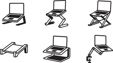 Laptop standing on different types of desk stands Vector © mahafuza