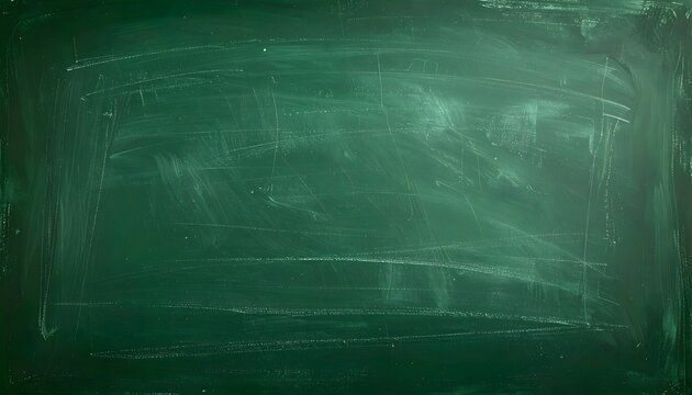 Blank green chalkboard with textured white chalk dust smudges