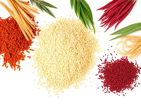 Pile of organic ragi eleusine coracana or finger millet isolated on a white background top view, Ragi, Food