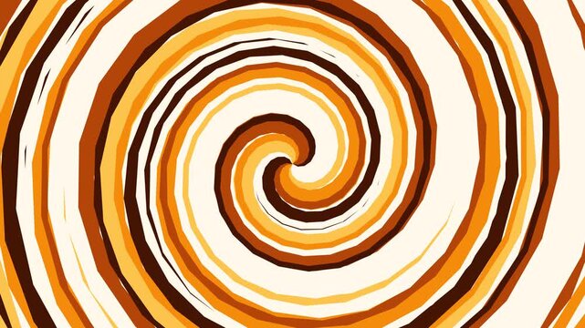 Abstract Orange and Brown Hand-Drawn Spiral Motion. 4K Video