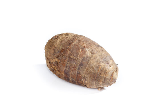 Fresh Lipu Taro Root from Guangxi China - Raw Whole Tuber Studio Photography on White Background