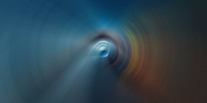 Abstract motion swirl background with glowing blue and orange light tunnel vortex effect.