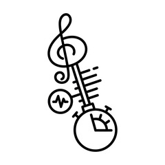 Naklejka premium Musical treble clef and stopwatch icon