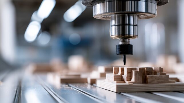 Precision CNC machining of wood, creating intricate designs with a cutting tool