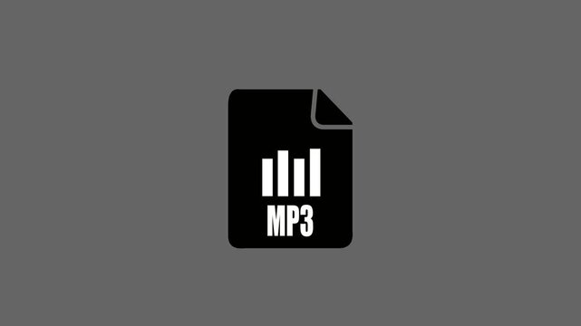 MP3 Audio File Format Icon Animation on Gray Background