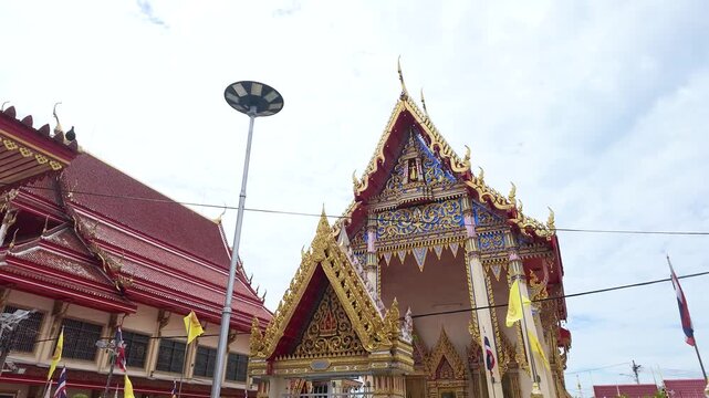 Ornate Buddhist Temple Architecture at Koh Kret in Nonthaburi Thailand