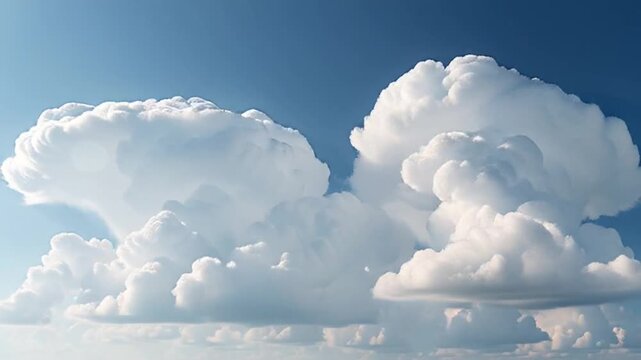 Majestic cumulus clouds timelapse in vibrant blue sky