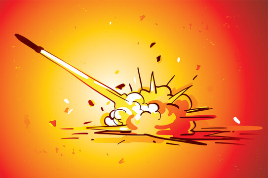Sketch doodle missile launch in war, illustration vector