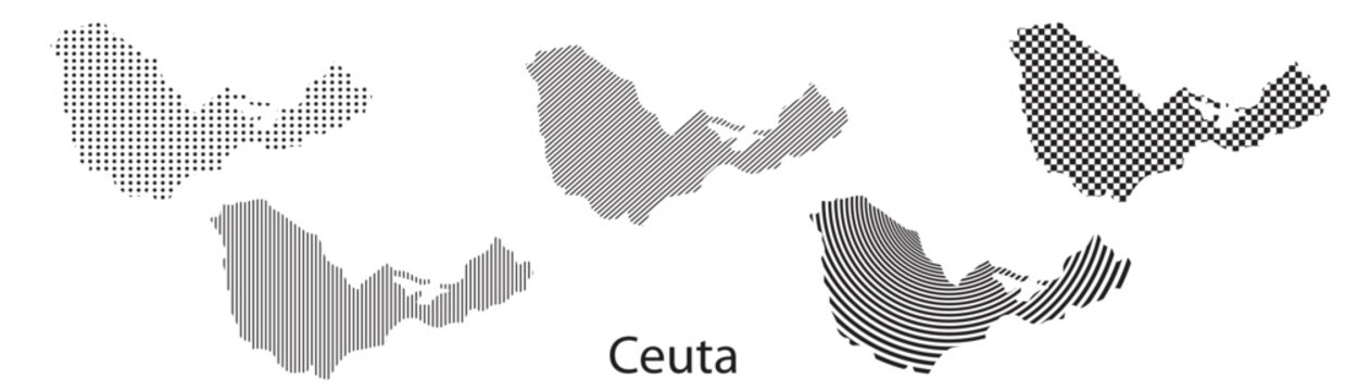 Ceuta map infographic simple design element black abstract geometric pattern icon style Ceuta country landscape outline shape vector illustration