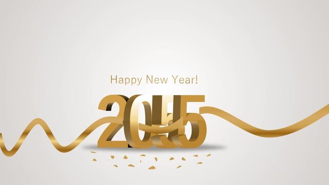 3D gold text Happy New Year 2055 with elegant ribbon and confetti on a clean light background, perfect for festive holiday greeting cards, social media posts, and celebration invitations.