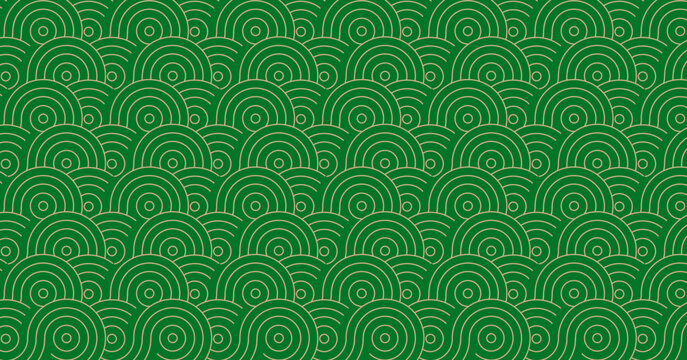 Elegant green background with golden Chinese round pattern.
