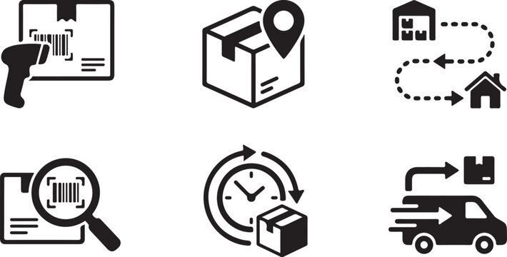 Flat icons showing ecommerce order delivery process steps Vector
