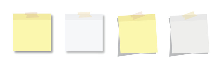 Set of blank sticky note with duct tape. Note paper with adhesive tape. Office reminder notes set. post it note paper, sticky paper, adhesive tape, memo reminder. © Jerrymoon