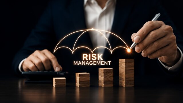 Financial Risk Management and Investment Protection Strategy with Business Growth, Asset Security and Wealth Planning Concept