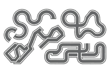 Obraz premium Abstract Race Tracks Line Art Vector Set. Modern Graphic Design Elements for Gaming and Speed Concepts.