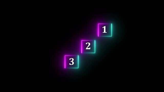 Task priority and management concept. The order of priority in any activity. Set work priority, arrange to do list. neon with number first, second and third.4k video