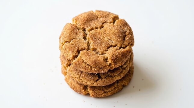 Stack of three freshly baked brown sugar cinnamon cookies