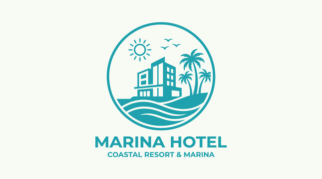 Marina Hotel Coastal Resort and Marina Logo Design.