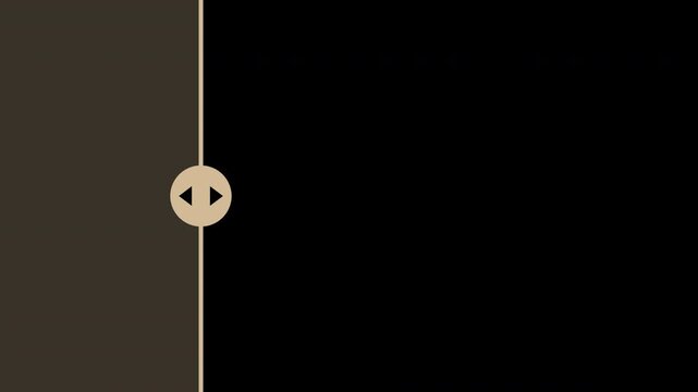 Before and after comparison slider moving side to side, flat motion graphic overlay on transparent background, beige