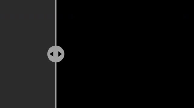 Before and after comparison slider moving side to side, flat motion graphic overlay on transparent background, gray