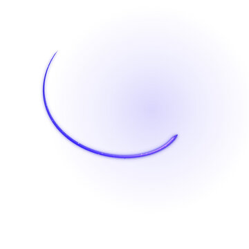 Abstract blue arc with glow isolated on transparent background modern digital design element. png file