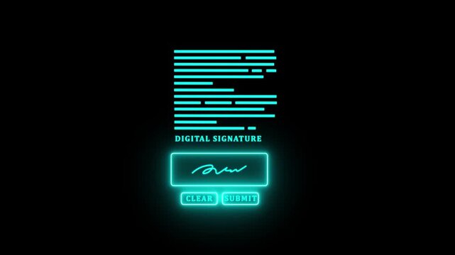 Digital signature on tablet with stylus beside laptop, e-sign document and approval.4k video Animation.