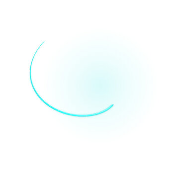 Abstract teal arc with glow isolated on transparent background modern digital design element