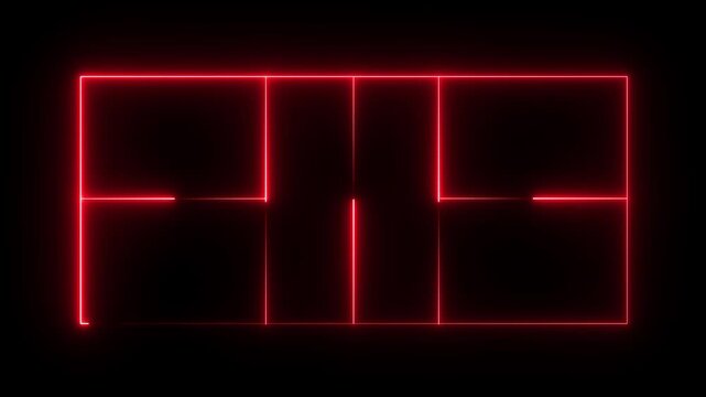 pickleball court icon animation on black background. futuristic digital icon video of a high-tech pickleball court.4k