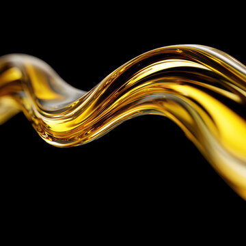 Wave of olive oil swatch texture isolated on black background with clipping path, concept of condiment and cosmetic ingredients