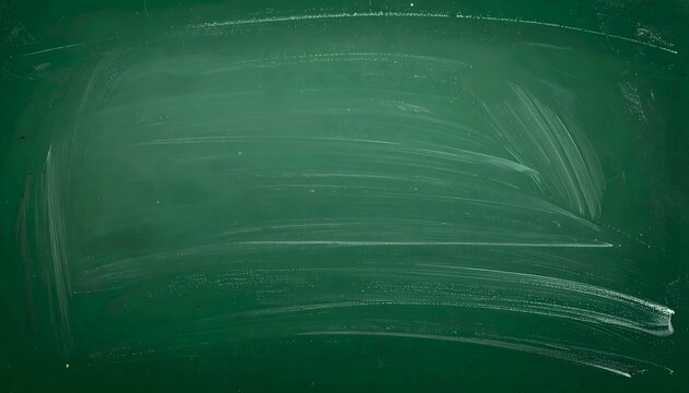 Empty erased green chalkboard with white chalk smudges