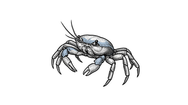 Crab Crustacean Side View Portrait.