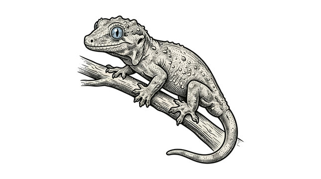 Detailed drawing of a chameleon.