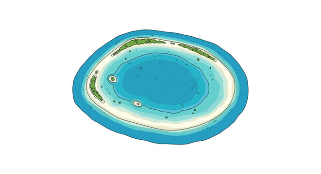 Aerial view of tropical coral atoll and lagoon