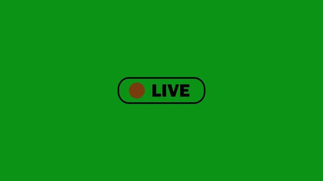 White live button on green background, simple live streaming icon looped animation with alpha. Animated of live streaming and broadcasting concept.