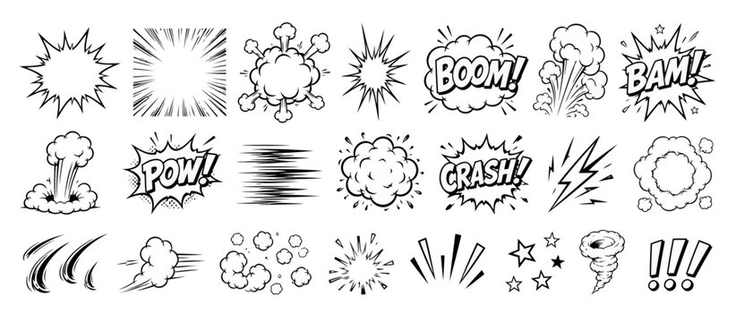 Collection of comic book sound effect illustrations.