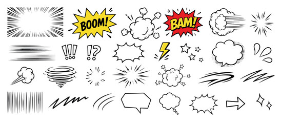 Hand drawn comic book sound effects and speech bubbles. © Kenn