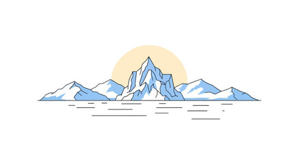 Stylized icebergs floating in arctic waters at sunset © herdi