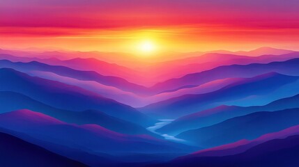 Obraz premium Sunrise over colorful mountain valley