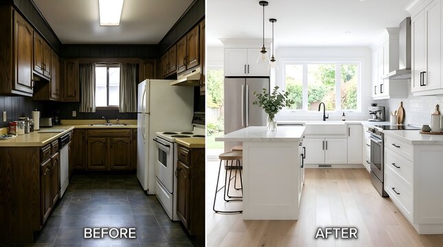 Kitchen Renovation Before and After: Dated to Modern White Makeover