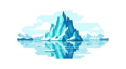 Stylized blue iceberg floating in calm arctic waters © deril