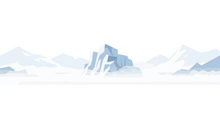 Minimalist arctic landscape with iceberg and mountains © deril