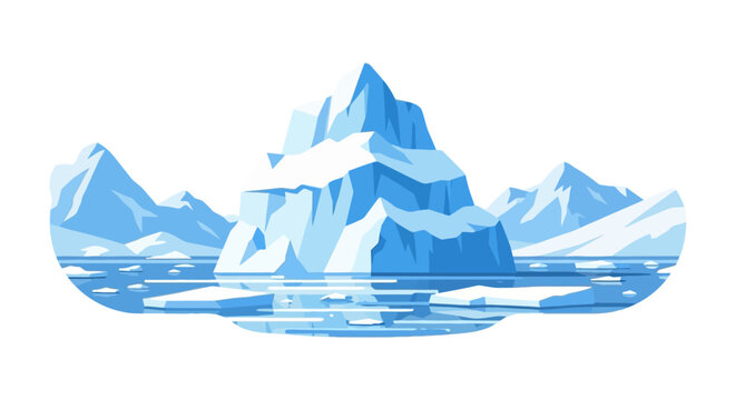 Massive icebergs floating in a cold arctic sea